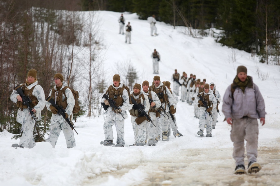 US Marines øver i Norge. Dette bildet er fra Rena 22. februar 2016. Foto: US Marines