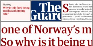 The Guardian har reportasje fra Førdefjorden på forsiden i dag
